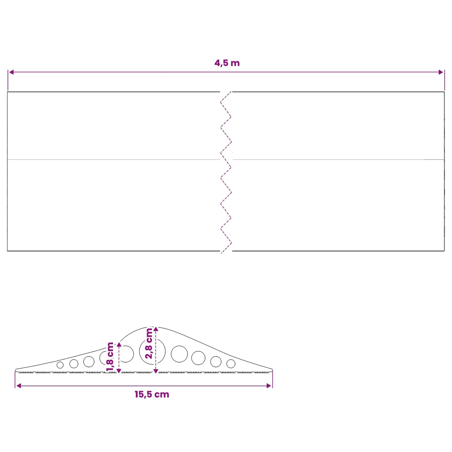 Garage Floor Seal Black 155 x 28 mm 4.5 m EPDM Rubber