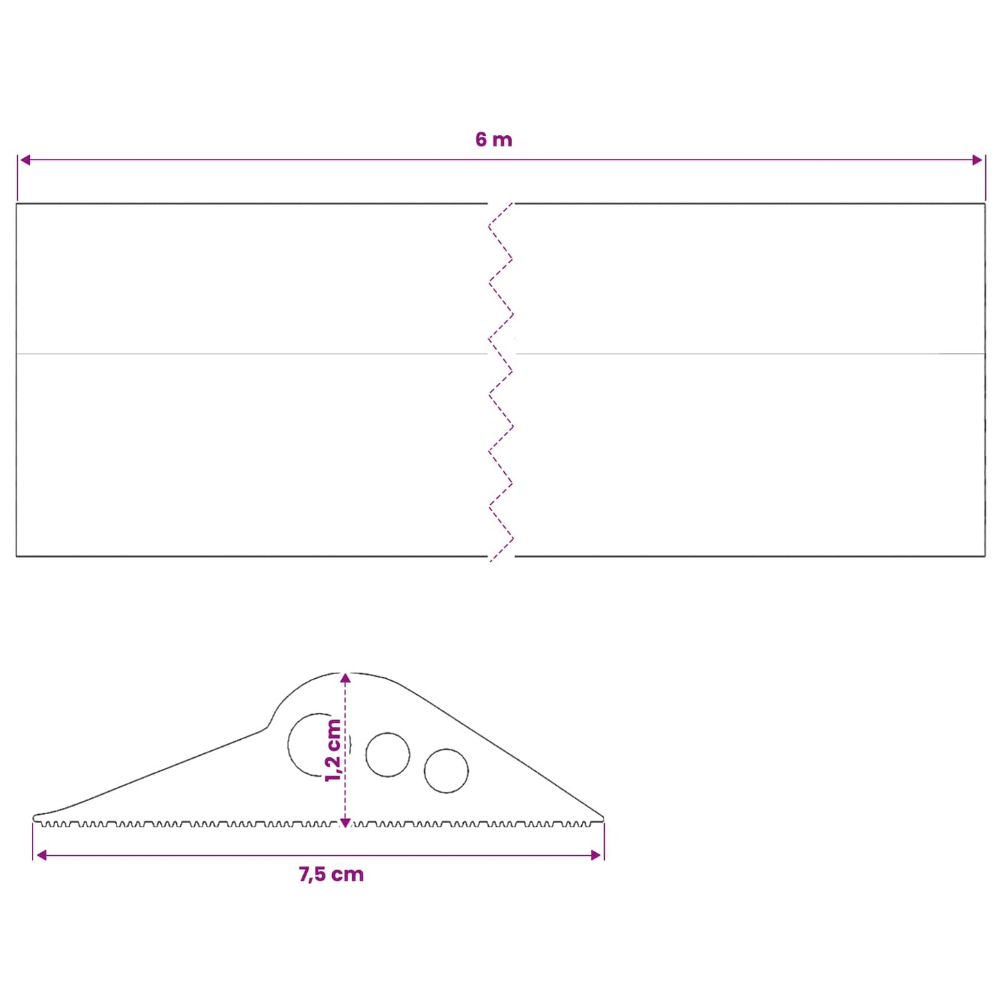 Garage Floor Seal Black 75 x 12 mm 6 m EPDM Rubber