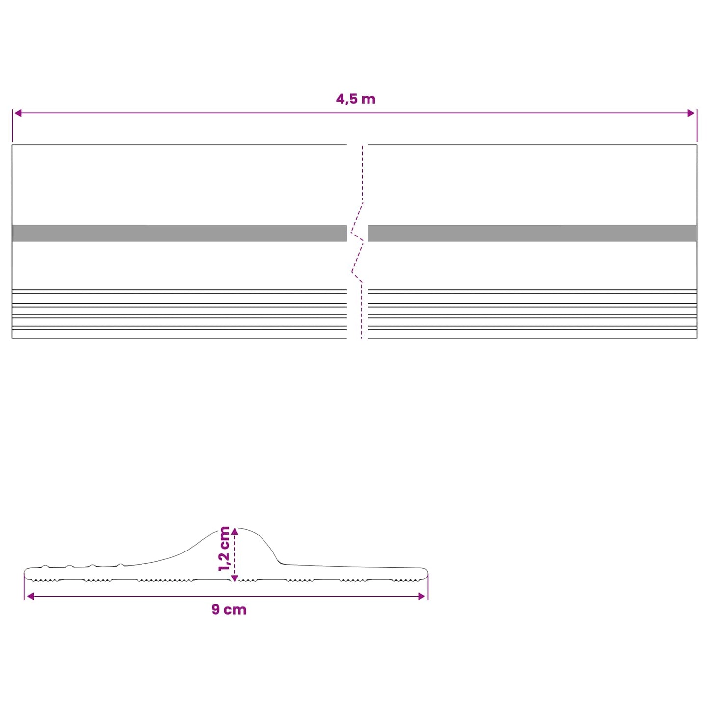 Garage Floor Seal Black and Yellow 12 x 90 mm 4.5 m PVC