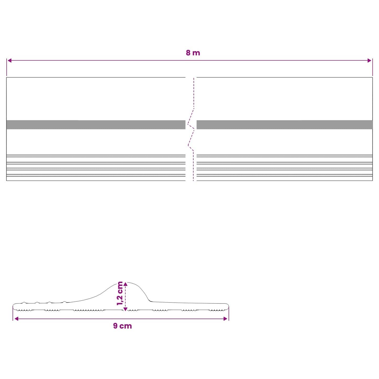 Garage Floor Seal Black and Yellow 12 x 90 mm 8 m PVC