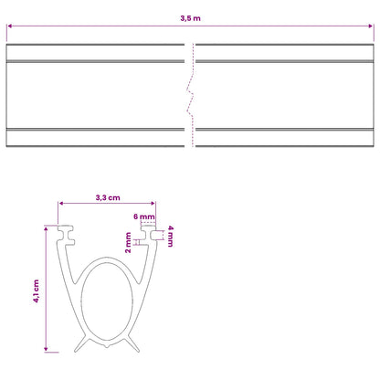 Garage Door Seal Black 41 x 33 mm 3.5 m PVC