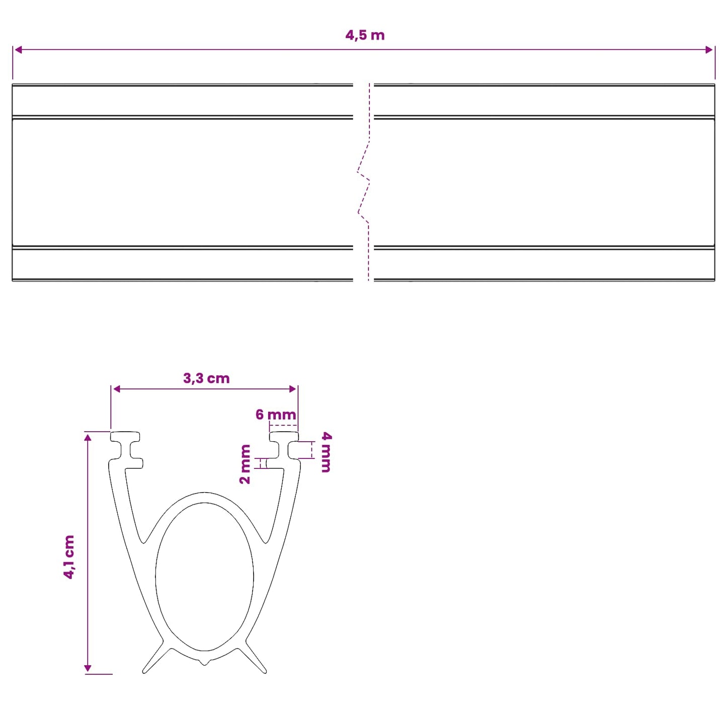 Garage Door Seal Black 41 x 33 mm 4.5 m PVC