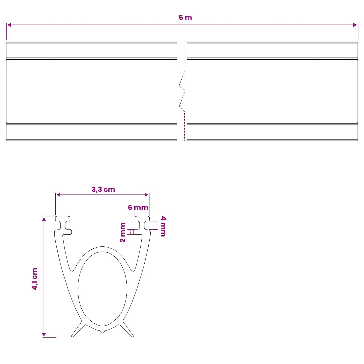 Garage Door Seal Black 41 x 33 mm 5 m PVC