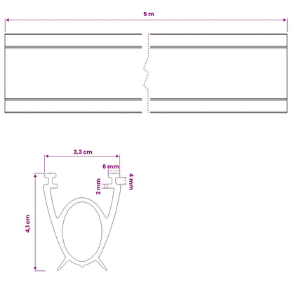 Garage Door Seal Black 41 x 33 mm 5 m PVC