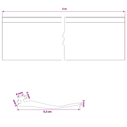 Garage Door Seal Black 52 x 2 mm 3 m PVC