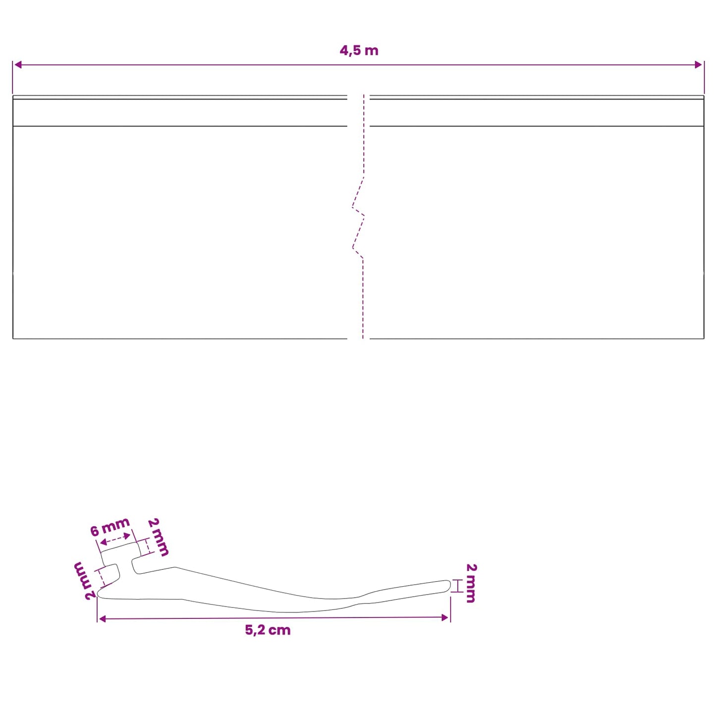 Garage Door Seal Black 52 x 2 mm 4.5 m PVC