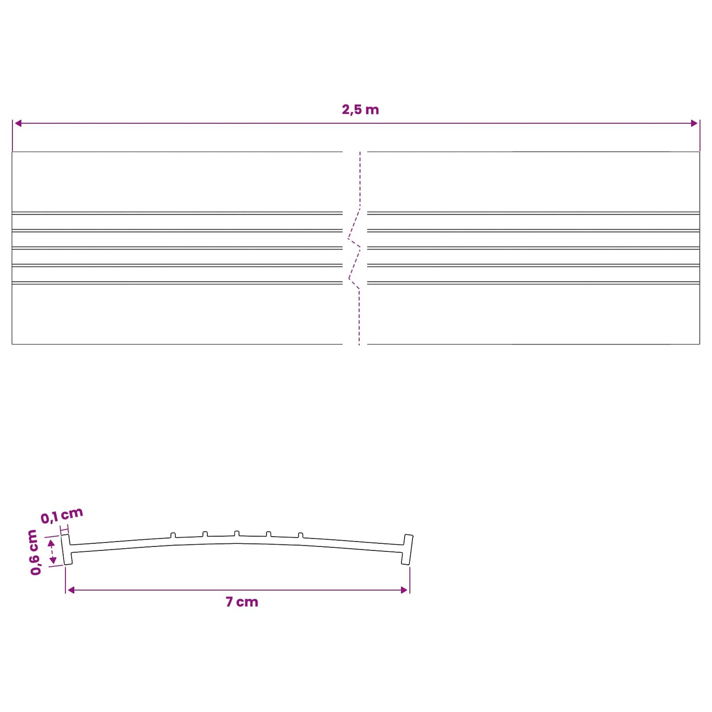 Garage Door Seal Black 70 x 6 mm 2.5 m PVC