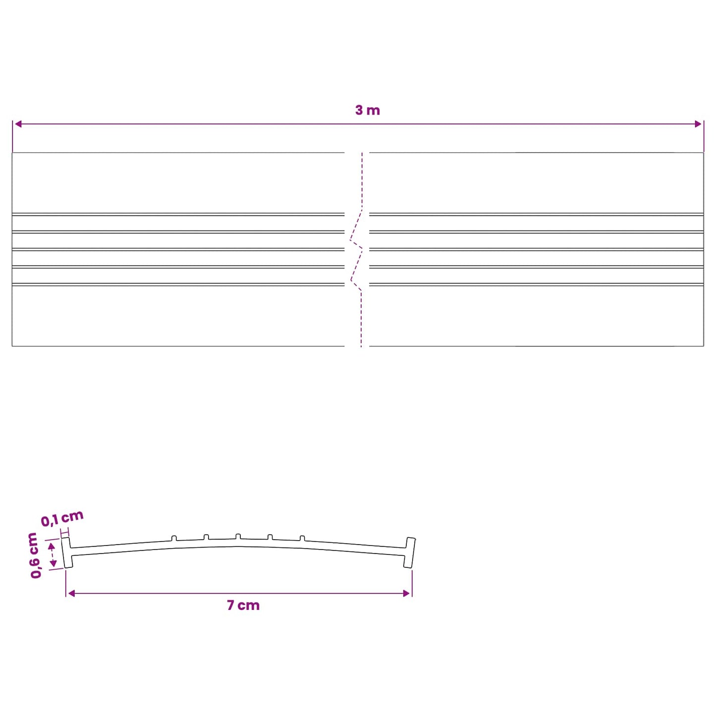 Garage Door Seal Black 70 x 6 mm 3 m PVC