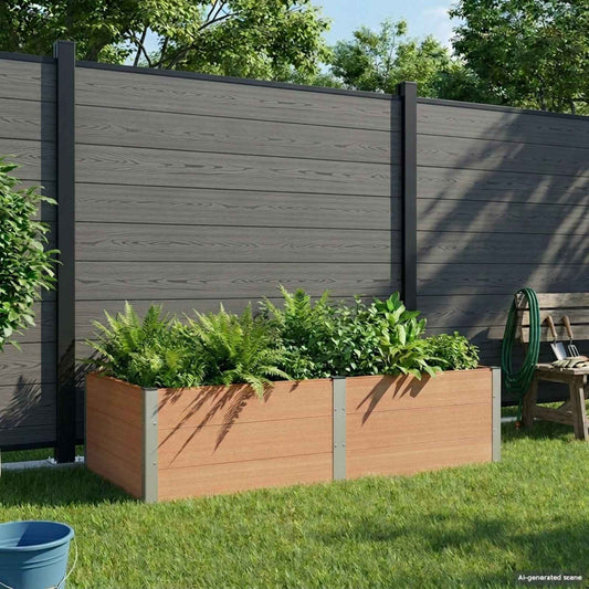 Garden Raised Bed Brown 200 x 100 x 54 cm WPC and Aluminium
