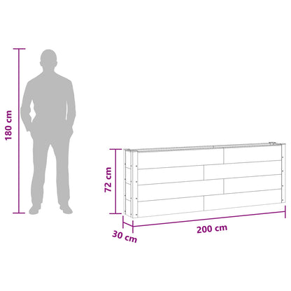 Garden Raised Bed Grey 200 x 30 x 72 cm WPC and Aluminium