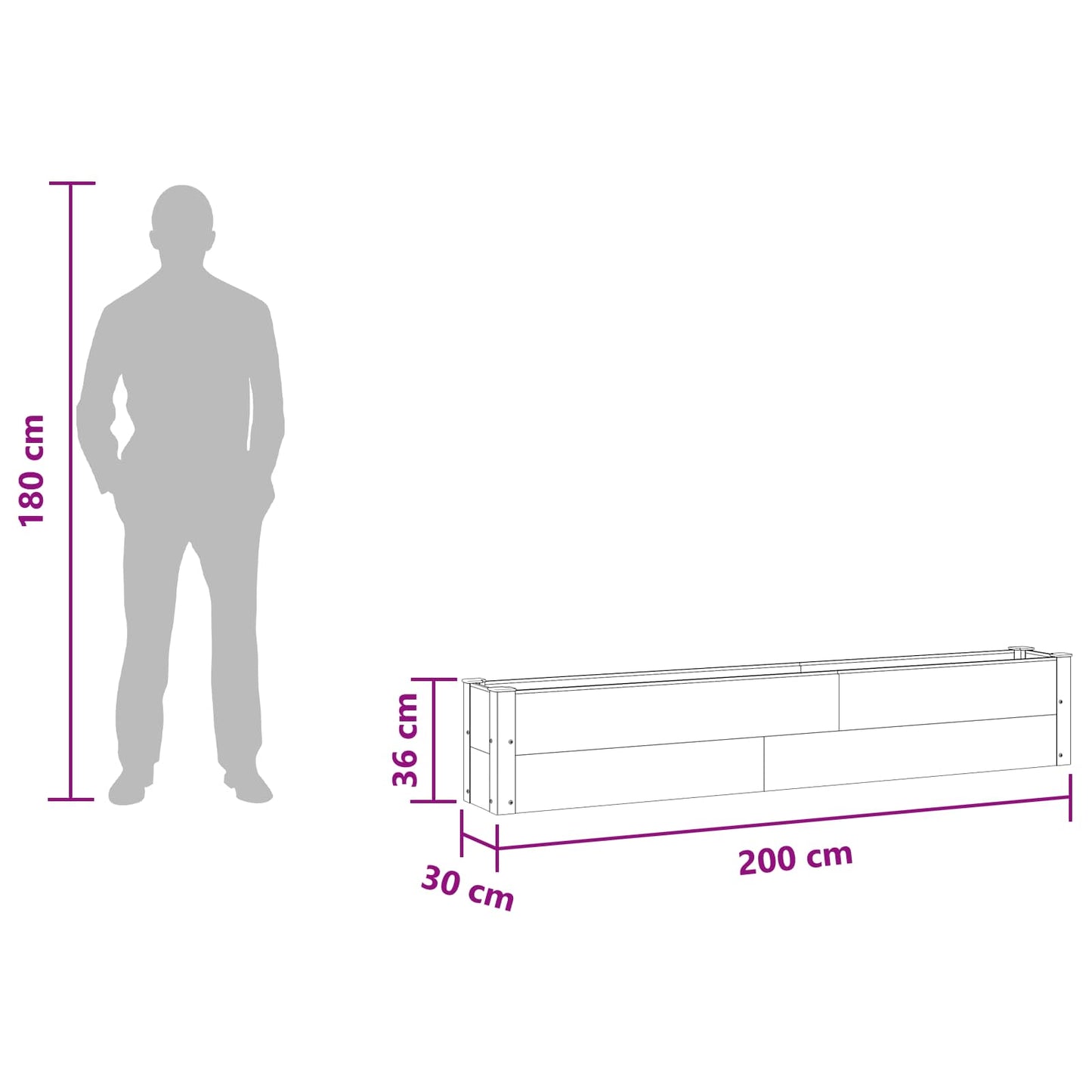 Garden Raised Bed Brown 200 x 30 x 36 cm