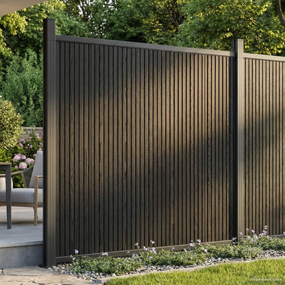 Fence Panel WPC and Aluminium Black