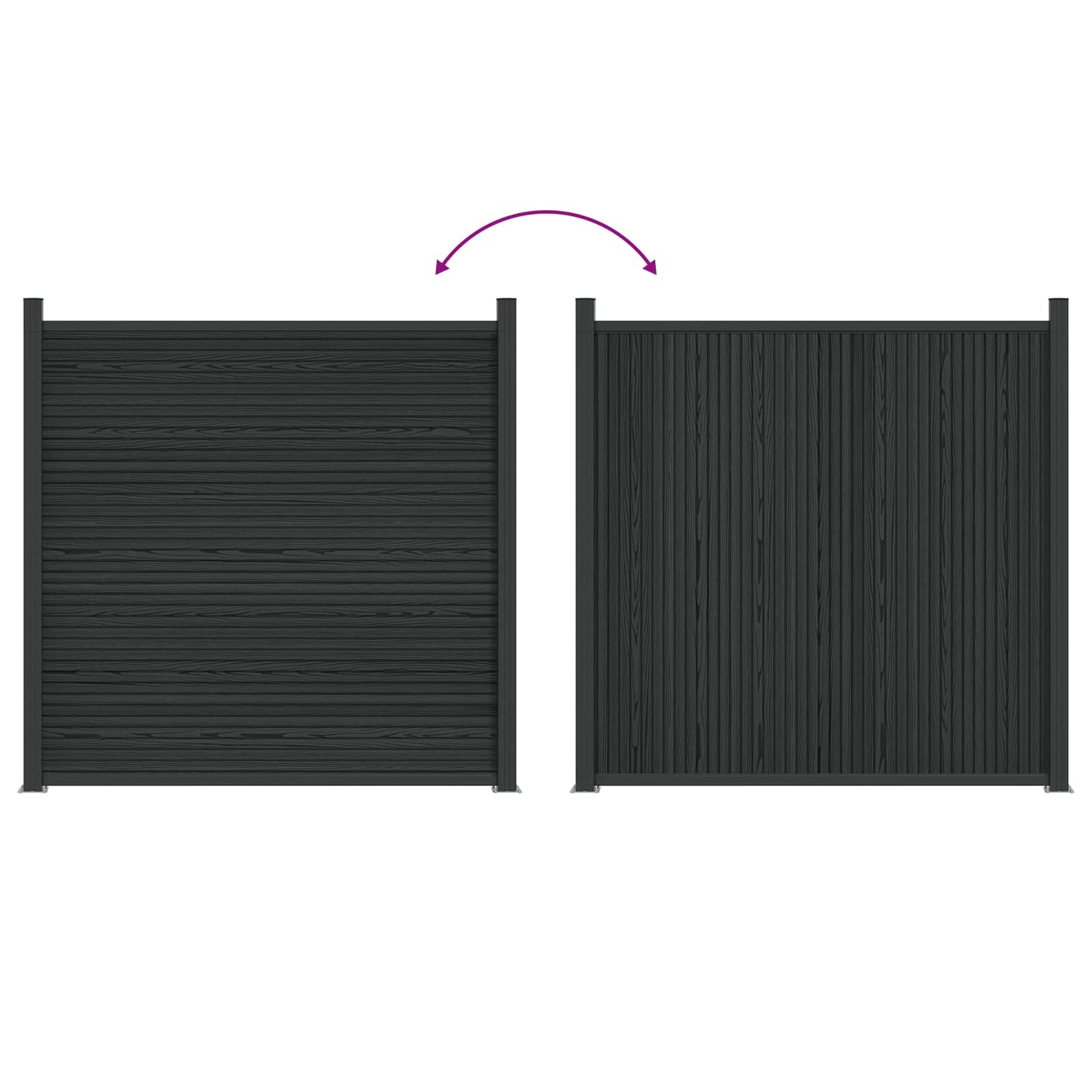 Fence Panel WPC and Aluminium Black