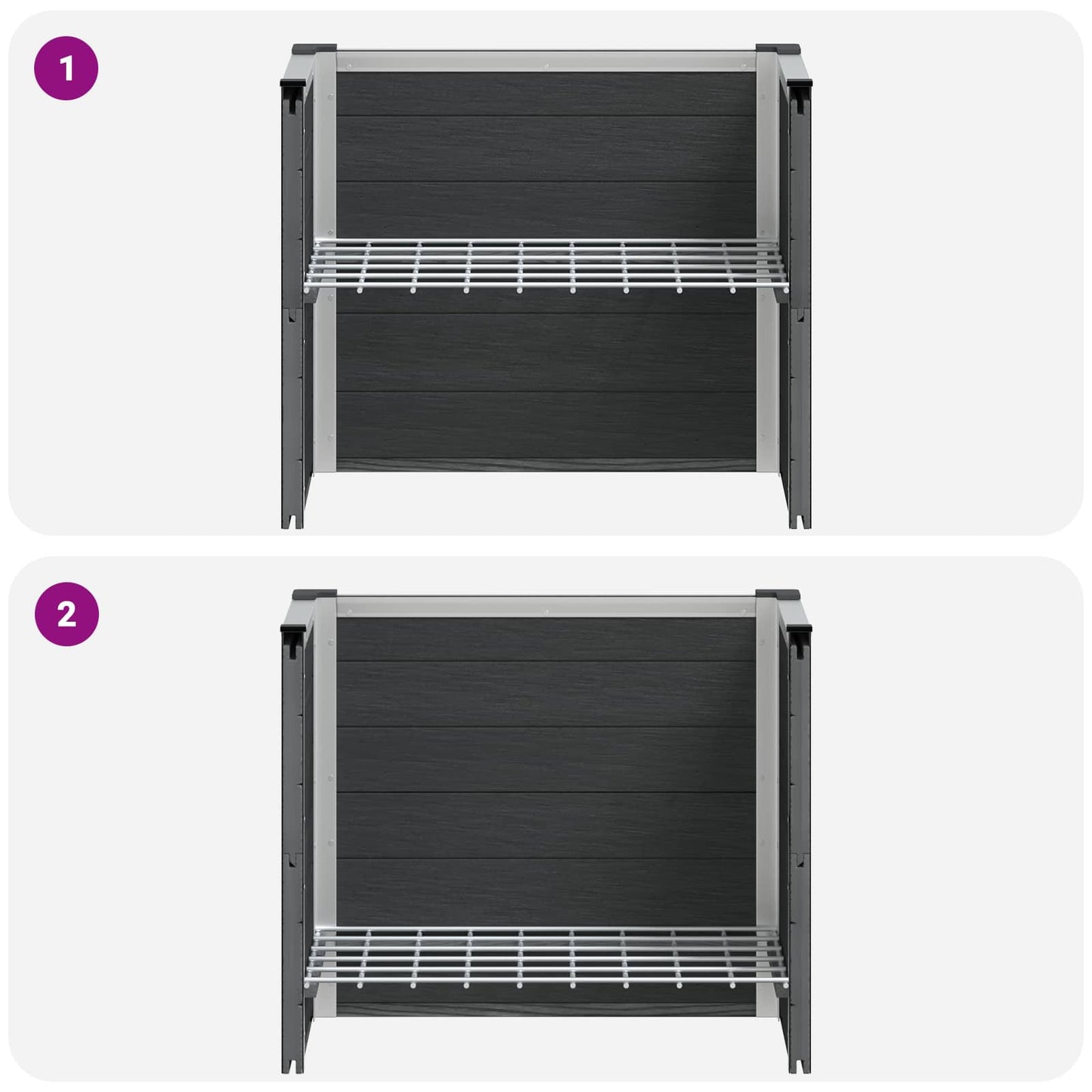 Garden Raised Bed Grey 50 x 30 x 42 cm WPC and Aluminium