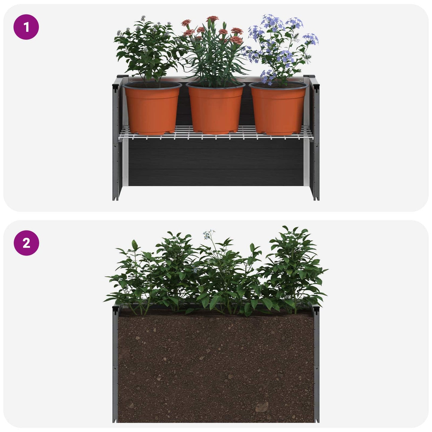 Garden Raised Bed Grey 75 x 30 x 42 cm WPC and Aluminium