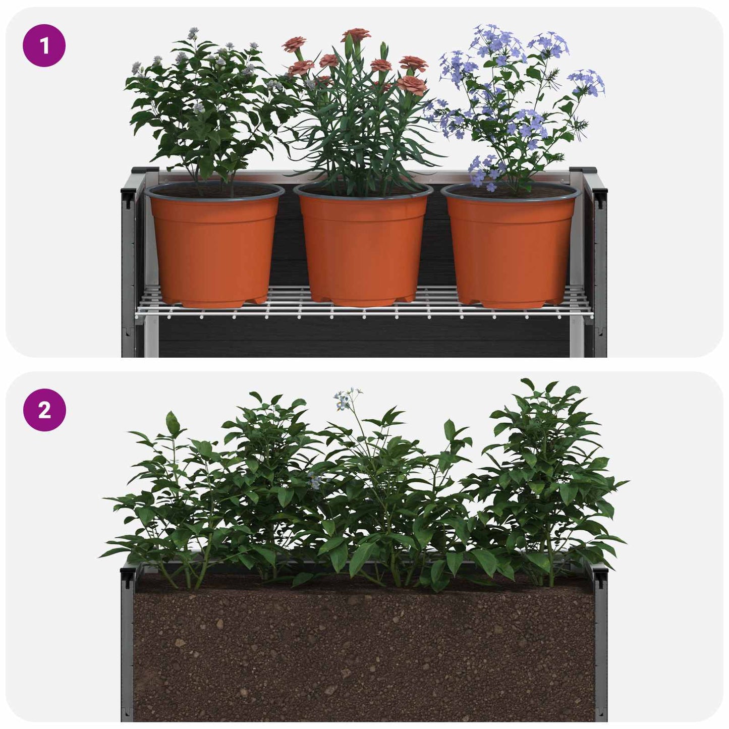 Garden Raised Bed Grey 100 x 30 x 42 cm WPC and Aluminium