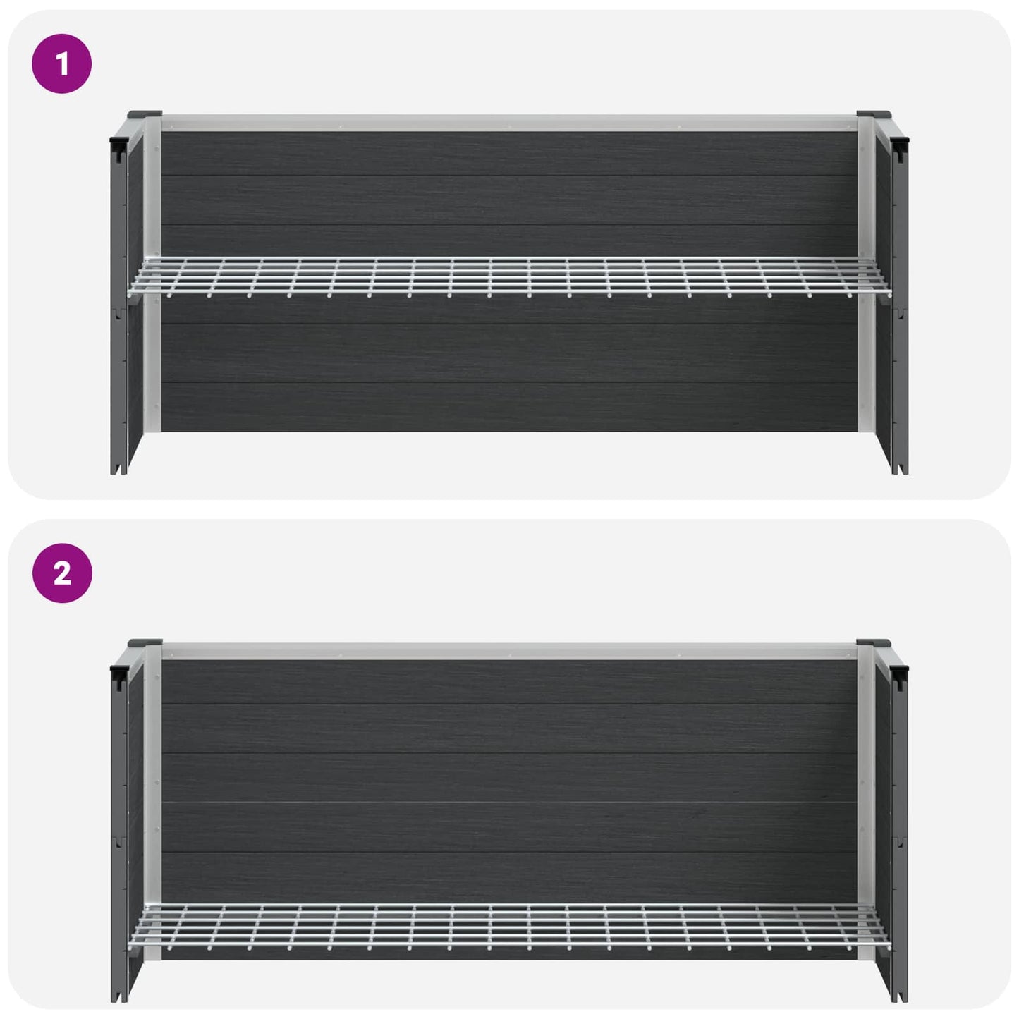 Garden Raised Bed Grey 100 x 30 x 42 cm WPC and Aluminium