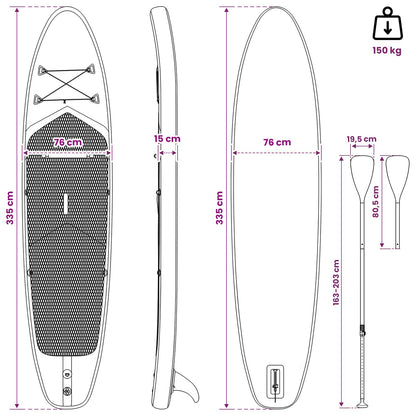 SUP Board with Seat 2-in-1 APEX 335 x 76 x 15 cm Blue for