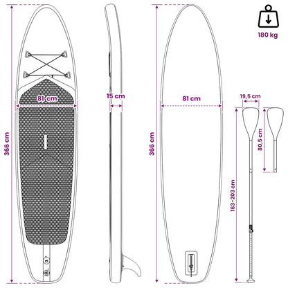 SUP Board with Seat 2-in-1 APEX 366 x 81 x 15 cm Blue for