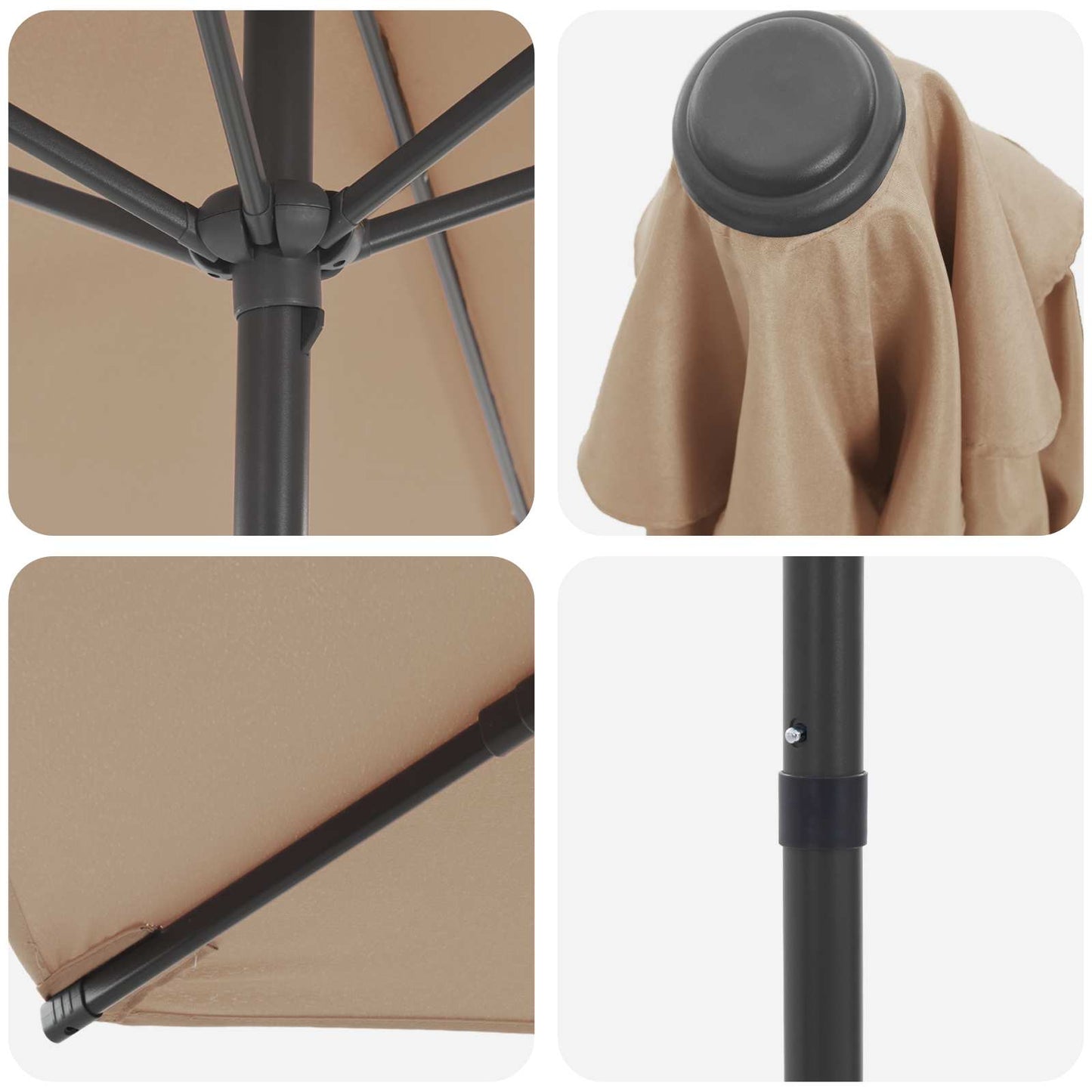 Garden Parasol 200 x 300 cm Polyester Rectangular Taupe