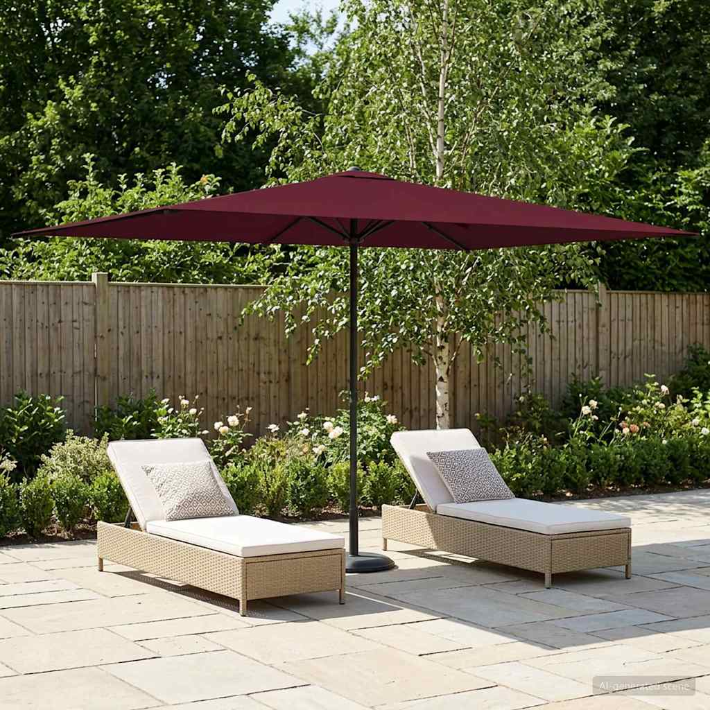 Garden Parasol 200 x 300 cm Polyester Rectangular Bordeaux Red