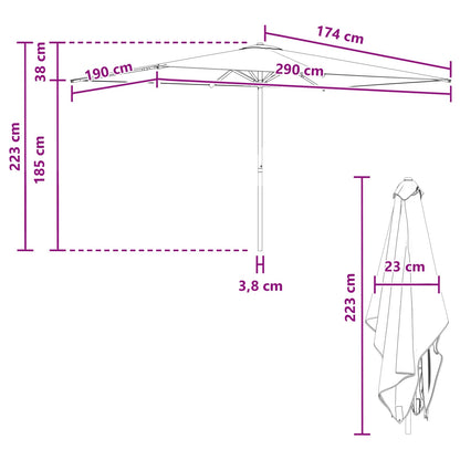 Garden Parasol 200 x 300 cm Polyester Rectangular Bordeaux Red
