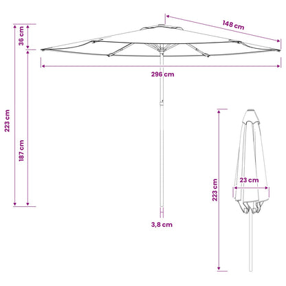 Garden Parasol 300 x 300 cm Polyester Rectangular Black