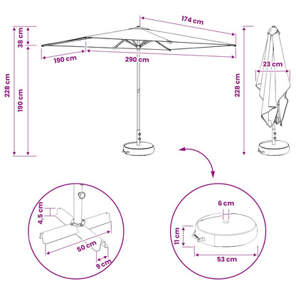 Garden Parasol with Base 200 x 300 cm Polyester Rectangular