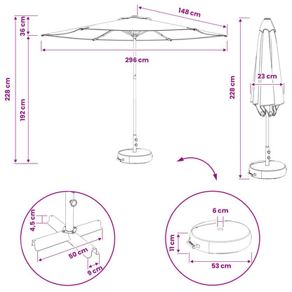 Garden Parasol with Base 300 x 300 cm Polyester Rectangular