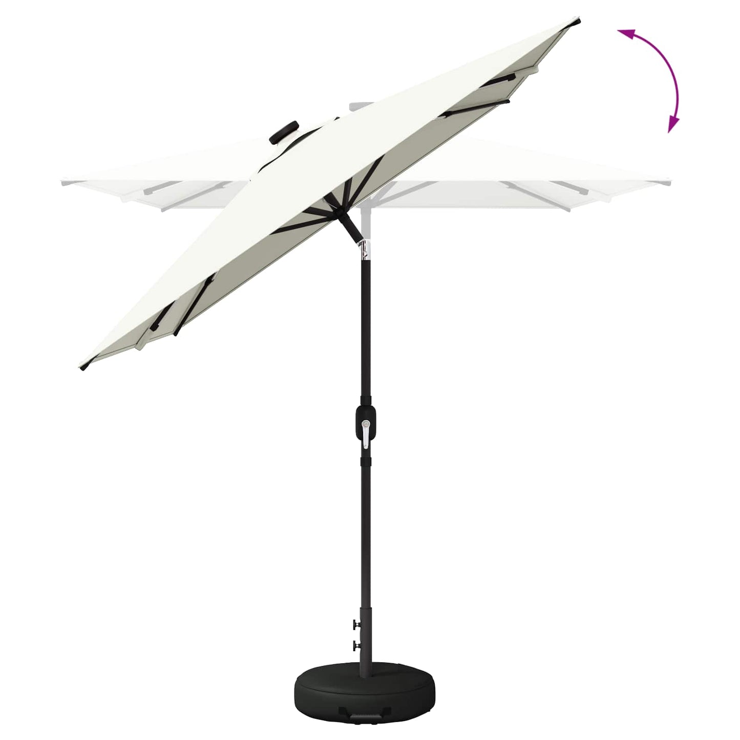 Garden Parasol with LED Lights and Base 200 x 300 cm Polyester