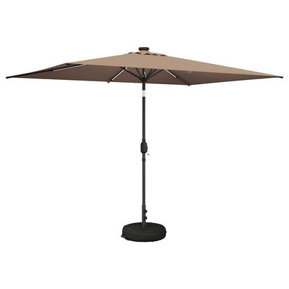 Garden Parasol with LED Lights and Base 200 x 300 cm Polyester