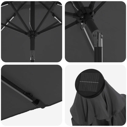 Garden Parasol with LED Lights and Base 200 x 300 cm Polyester