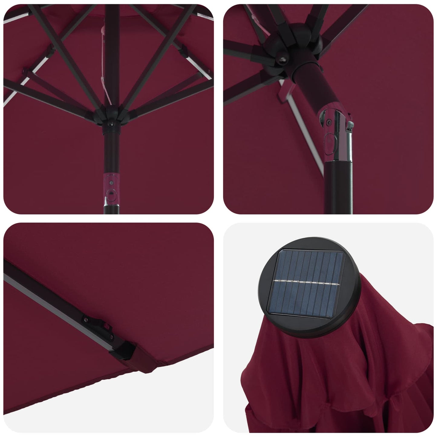 Garden Parasol with LED Lights and Base 200 x 300 cm Polyester