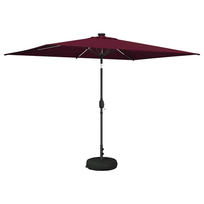 Garden Parasol with LED Lights and Base 200 x 300 cm Polyester