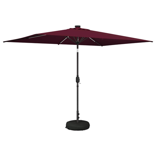 Garden Parasol with LED Lights and Base 200 x 300 cm Polyester