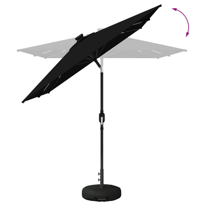 Garden Parasol with LED Lights and Base 200 x 300 cm Polyester