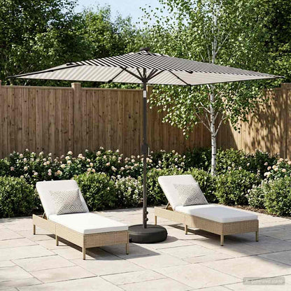 Garden Parasol with LED Lights and Base 200 x 300 cm Polyester