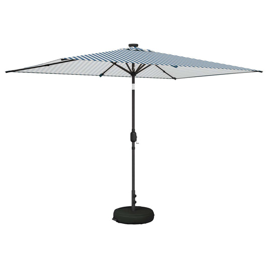 Garden Parasol with LED Lights and Base 200 x 300 cm Polyester