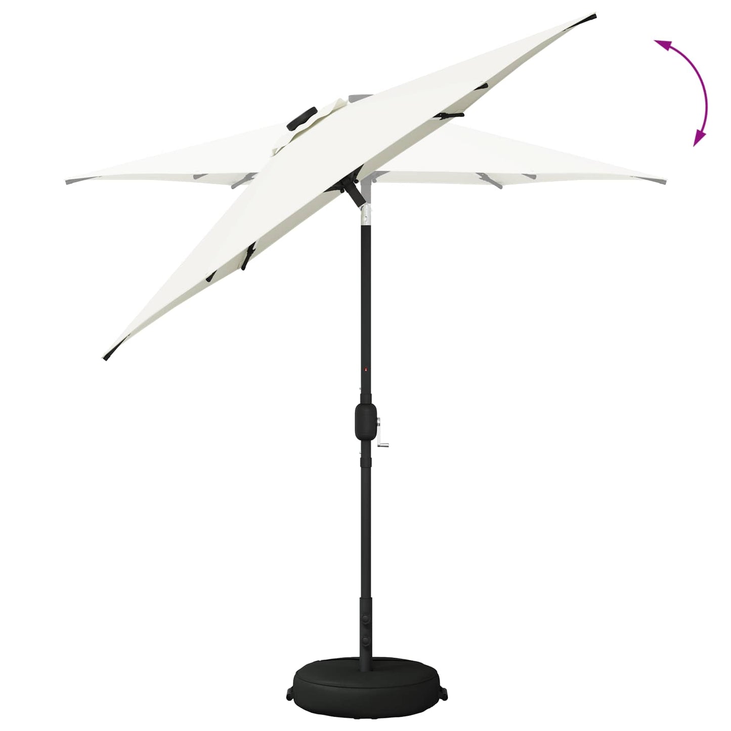 Garden Parasol with LED Lights and Base 230 x 230 cm Polyester