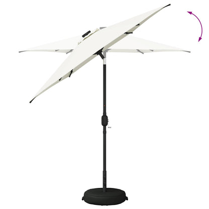 Garden Parasol with LED Lights and Base 230 x 230 cm Polyester