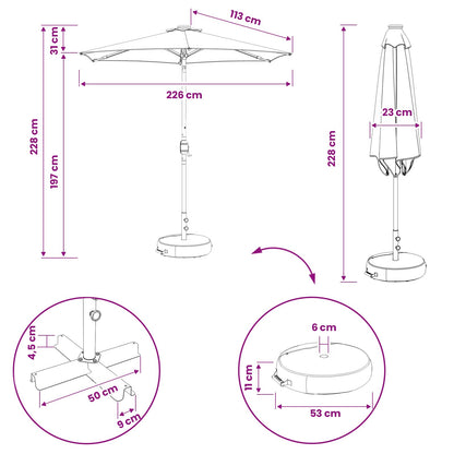 Garden Parasol with LED Lights and Base 230 x 230 cm Polyester