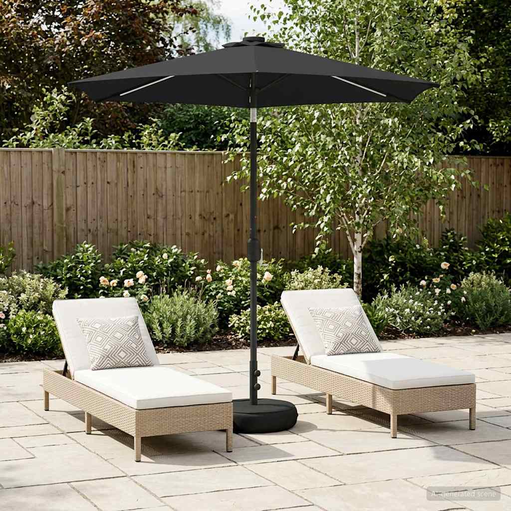 Garden Parasol with LED Lights and Base 230 x 230 cm Polyester