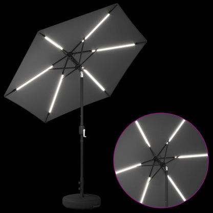 Garden Parasol with LED Lights and Base 230 x 230 cm Polyester