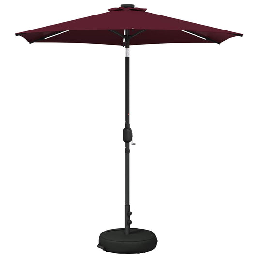 Garden Parasol with LED Lights and Base 230 x 230 cm Polyester
