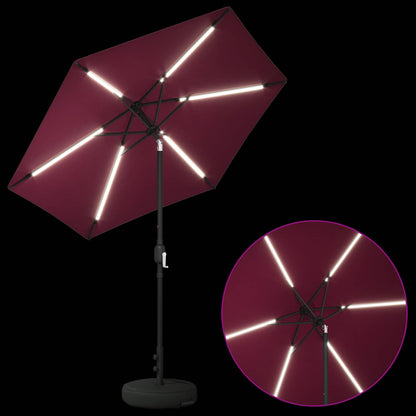 Garden Parasol with LED Lights and Base 230 x 230 cm Polyester