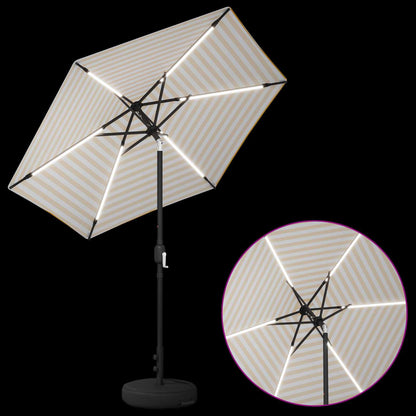 Garden Parasol with LED Lights and Base 230 x 230 cm Polyester