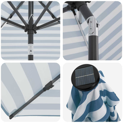 Garden Parasol with LED Lights and Base 230 x 230 cm Polyester