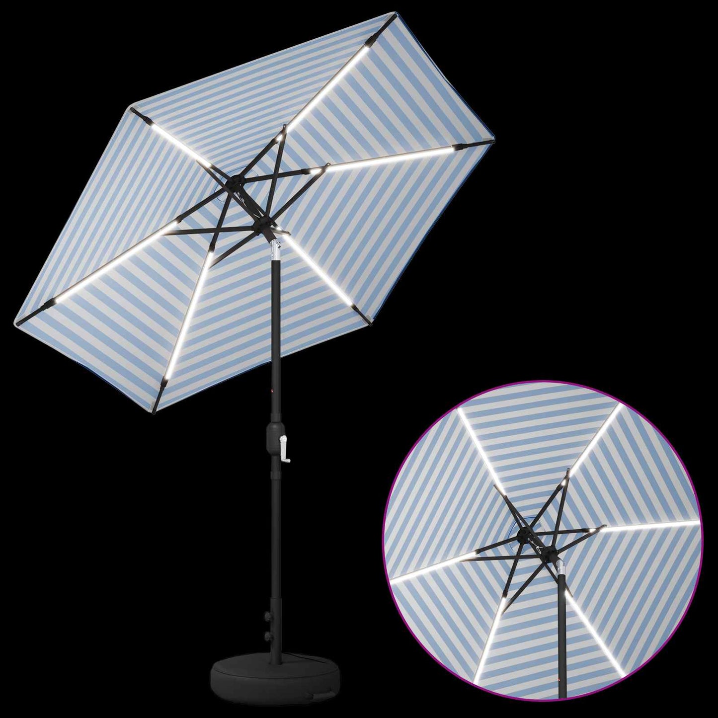 Garden Parasol with LED Lights and Base 230 x 230 cm Polyester