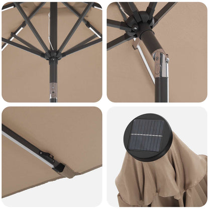 Garden Parasol with LED Lights and Base 270 x 270 cm Polyester