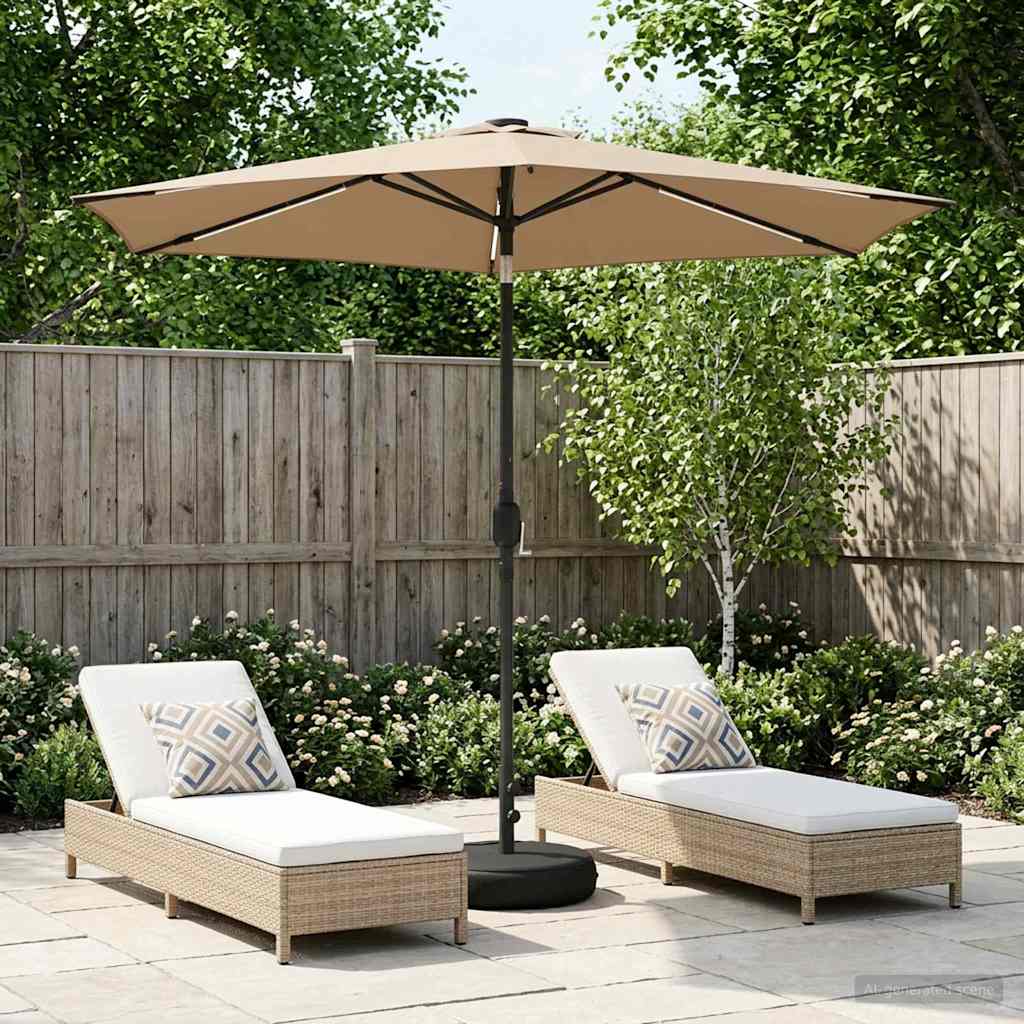 Garden Parasol with LED Lights and Base 270 x 270 cm Polyester